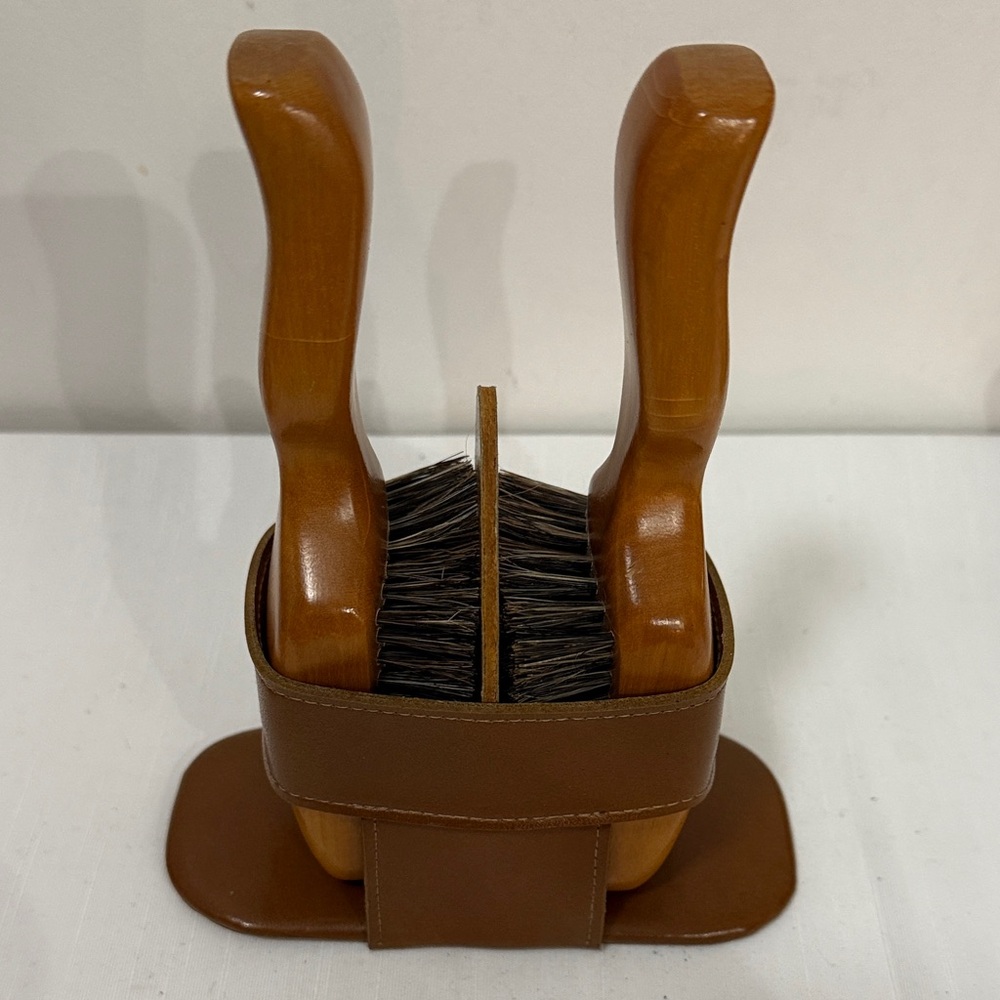 Wooden Shoe Brush Set with Holder